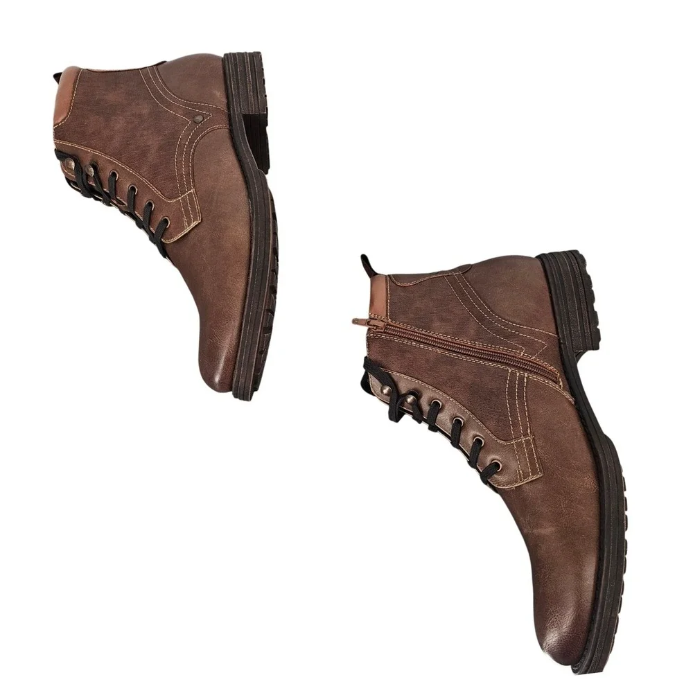 Alfani‎ Bronson Mens Brown Lace Up Side Zip Ankle Boots 11.5M 10007182500